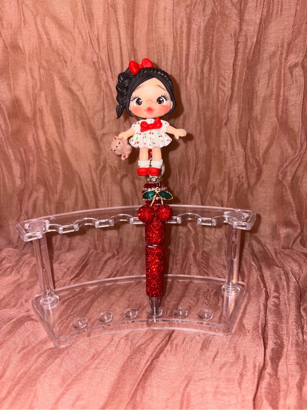 Cute Doll Top Red Glitter Cherry Pen